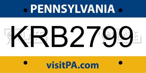 KRB2799 Pennsylvania License Plate