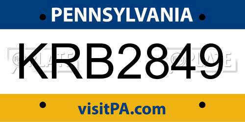 KRB2849 Pennsylvania License Plate