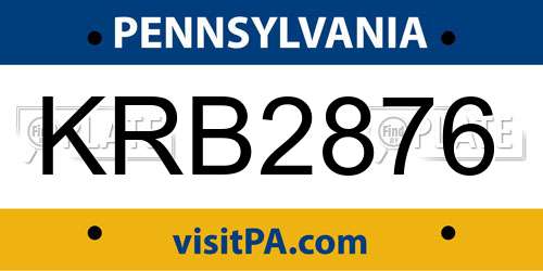 KRB2876 Pennsylvania License Plate