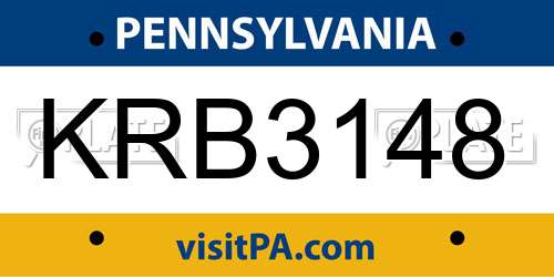 KRB3148 Pennsylvania License Plate