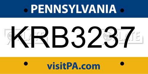 KRB3237 Pennsylvania License Plate