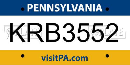 KRB3552 Pennsylvania License Plate
