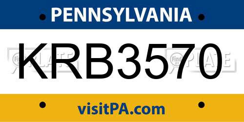 KRB3570 Pennsylvania License Plate