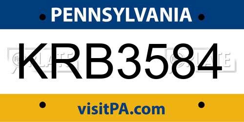 KRB3584 Pennsylvania License Plate