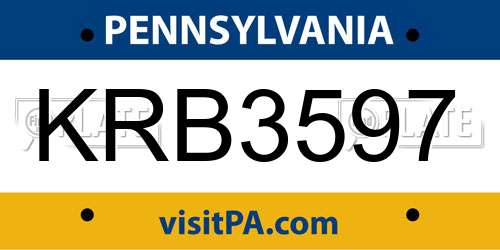KRB3597 Pennsylvania License Plate