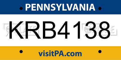 KRB4138 Pennsylvania License Plate