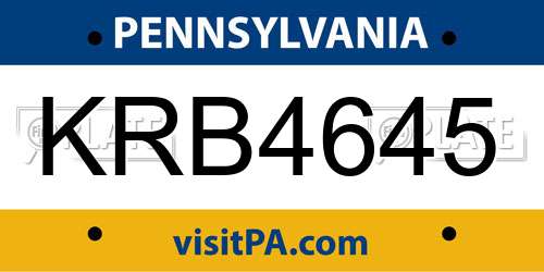 KRB4645 Pennsylvania License Plate