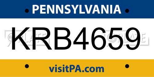 KRB4659 Pennsylvania License Plate