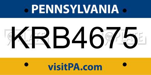 KRB4675 Pennsylvania License Plate