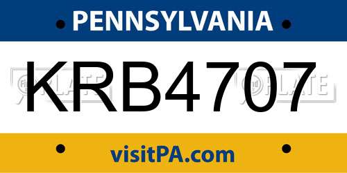 KRB4707 Pennsylvania License Plate