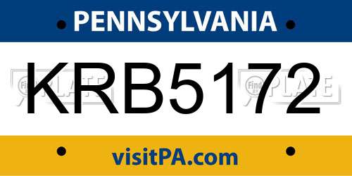 KRB5172 Pennsylvania License Plate