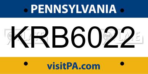 KRB6022 Pennsylvania License Plate