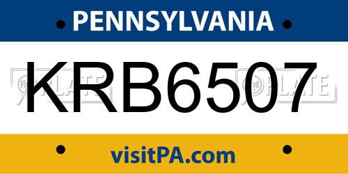 KRB6507 Pennsylvania License Plate