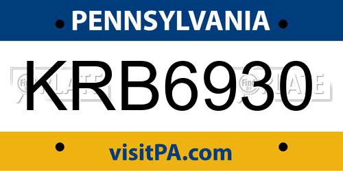 KRB6930 Pennsylvania License Plate