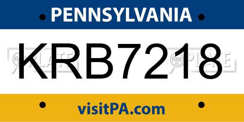 KRB7218 Pennsylvania License Plate