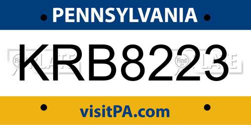 KRB8223 Pennsylvania License Plate