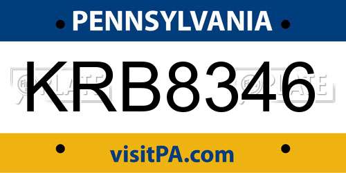 KRB8346 Pennsylvania License Plate