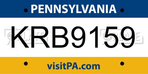 KRB9159 Pennsylvania License Plate