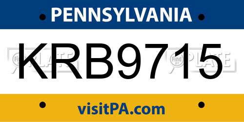 KRB9715 Pennsylvania License Plate