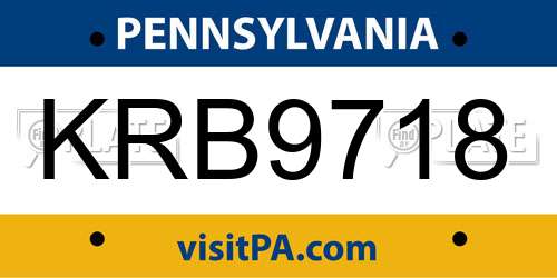 KRB9718 Pennsylvania License Plate