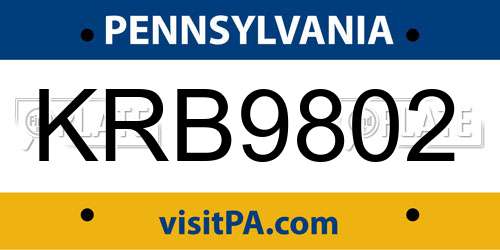 KRB9802 Pennsylvania License Plate