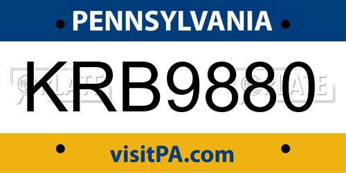 KRB9880 Pennsylvania License Plate