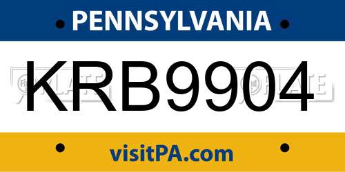 KRB9904 Pennsylvania License Plate