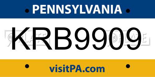 KRB9909 Pennsylvania License Plate
