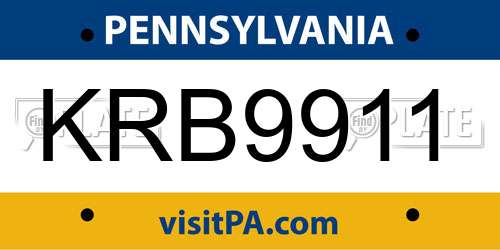 KRB9911 Pennsylvania License Plate