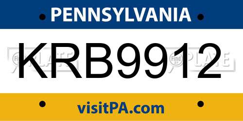 KRB9912 Pennsylvania License Plate