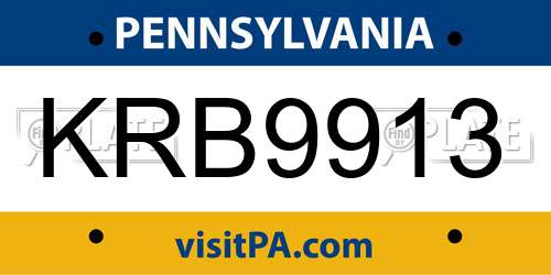 KRB9913 Pennsylvania License Plate