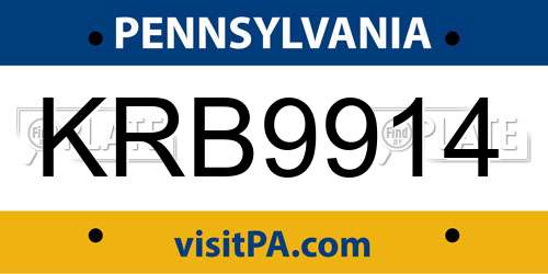 KRB9914 Pennsylvania License Plate