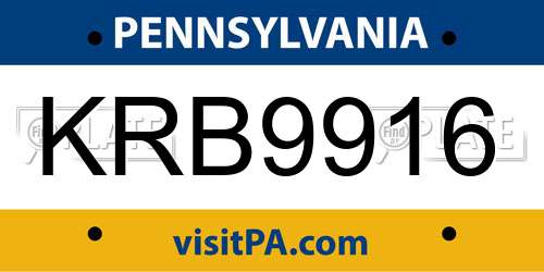 KRB9916 Pennsylvania License Plate