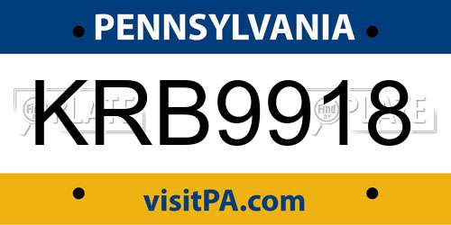 KRB9918 Pennsylvania License Plate