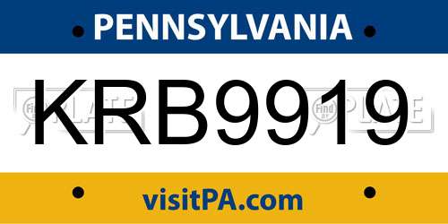 KRB9919 Pennsylvania License Plate