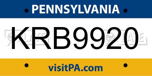 KRB9920 Pennsylvania License Plate