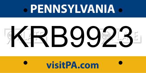 KRB9923 Pennsylvania License Plate