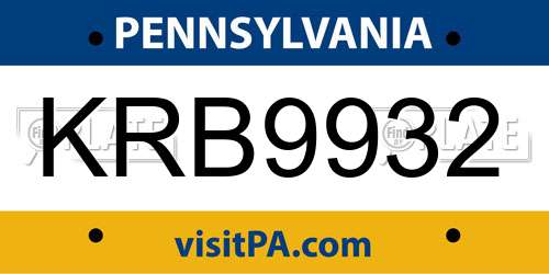 KRB9932 Pennsylvania License Plate