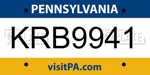 KRB9941 Pennsylvania License Plate