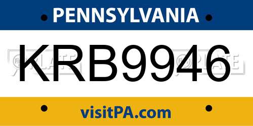 KRB9946 Pennsylvania License Plate