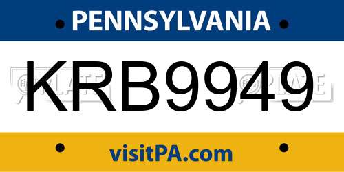 KRB9949 Pennsylvania License Plate