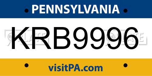 KRB9996 Pennsylvania License Plate