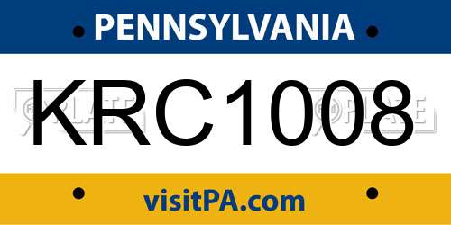 KRC1008 Pennsylvania License Plate