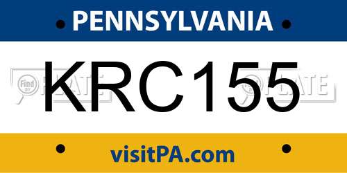 KRC155 Pennsylvania License Plate
