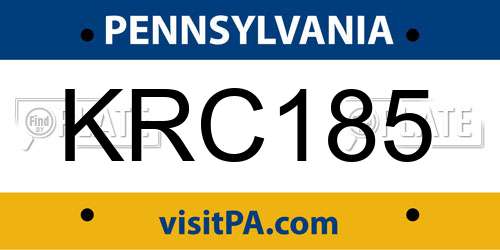 KRC185 Pennsylvania License Plate
