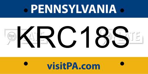 KRC18S Pennsylvania License Plate