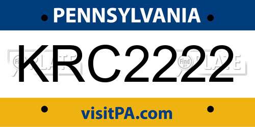 KRC2222 Pennsylvania License Plate