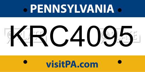 KRC4095 Pennsylvania License Plate