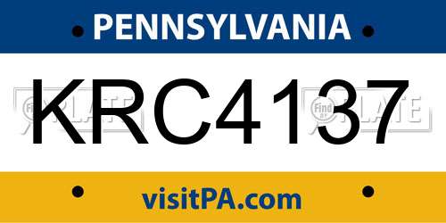 KRC4137 Pennsylvania License Plate
