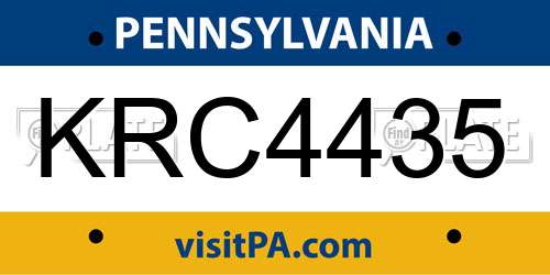 KRC4435 Pennsylvania License Plate